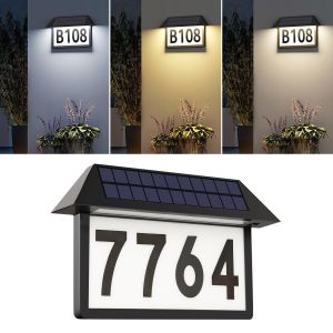Solar Address Sign Light Outdoor Waterproof Lighted House Numbers With Number Stickers Wall Lamp for Home Outside Eaves Garden