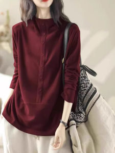 Autumn Winter Fashion Leisure Reducing Age Inner Outer Wear Long Sleeve T-Shirt