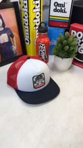 Trucker Hat Snapback Omidoki Merah Putih Dark Navy Topi Jaring Pria Distro Original