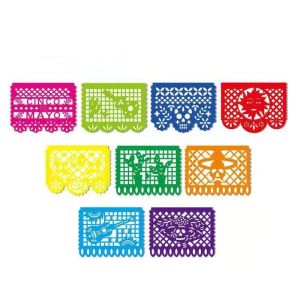 Mexican Theme Party Favors Decoration Pattern Square Banner Decorated Felt Flags Day of The Dead Banner Birthday Decoration