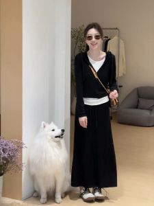 Korean Style Casual Fashion Two-Piece Set Womens Autumn Skirt Super Cute Anti-Aging Two-Piece Set Polyester Fiber Long Sleeve Hoodie