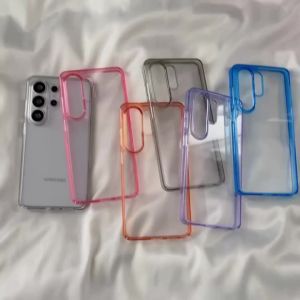 Slim Clear Acrylic Hard Case for Samsung Galaxy S26 S25 S24 Plus S23 Ultra Shell Candy Frame Hybrid Protection Shockproof Cover