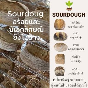ขนมปัง sourdough bread ขนมปังซาวโดวจ์โฮลวีท ขนมปังซาวโดว์ ขนมปังโฮวีต Bakery Bread ขนมปังธัญพืช ข้าวโอ๊ต งาขาว งาดำ ควินัว ไฟเบอร์สูง ไม่เติมน้ำตาลสารกันบูด