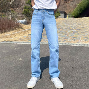 DAVID&ME | Light Blue Washed Loose Fit Straight Jeans Summer Retro