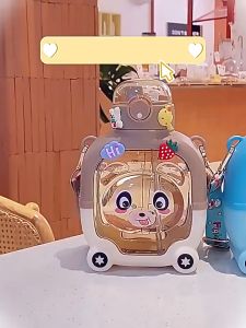 Cute Bear Bottle 1000ml Drinking Plastic Cup Bear Large Capacity Portable bottle With Strap AC-270