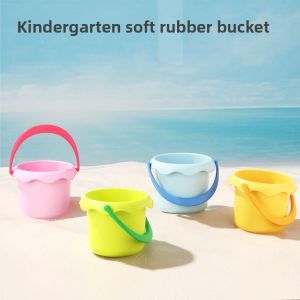 Portable Folding Sand Bucket for Kids Bath Time Play Water Toy Baby Fishing Bucket Carry on Paint Brush Washing Small Hand Bucket