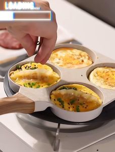 Egg Pan Wajan 4 Lubang Pengatur Suhu Granit Anti Lengket Cetakan Kue / Telur Ceplok Mata Sapi / Marble Pan / Kompor Induksi Listrik dan Gas / 4 Lubang Anti Lengket Wajan Penggorengan / 4 Lubang Anti Lengket 17CM Cocok di Segala Jenis Kompor