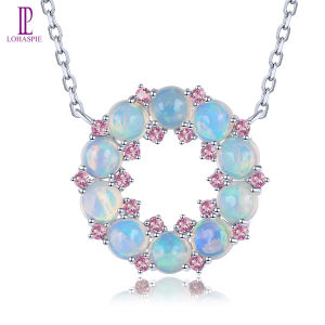 Lohaspie Jewelry Genuine 2 Carats Solid Sterling Silver 925 Pendant Original Natural Opal Pendant Real Opal Gemstone Pendant Opal Pendant For Women Silver 925 Jewelry