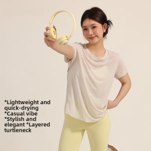 Maxrun Womens Yoga Sportswear Loose Running Cover up Quick Dry T-Shirt plus Size Fitness Short Sleeve Sportswear Top