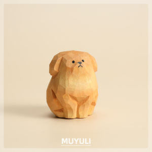 Handcrafted Wood Carving Golden Retriever Office Desk Decorations Creative Decorative Gifts for Women Desktop Animal Sculpture