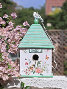 ตู้นกสไตล์ยุโรป ตกแต่งสวนกลางแจ้ง วัสดุเหล็ก สร้างสรรค์ สไตล์ยุโรป สำหรับตกแต่งบ้าน รูปตัว U ห้อยได้ 2 ชั้น