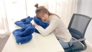 U-Shaped Nap Sleeping Pillow Multi-function Office Lunch Break Pillow with Arm Rest Breathable Elastic Cushion