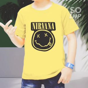 kaos Anak perempuan Dan Laki Laki Usia 1-12 tahun Kaos Band Nirvana