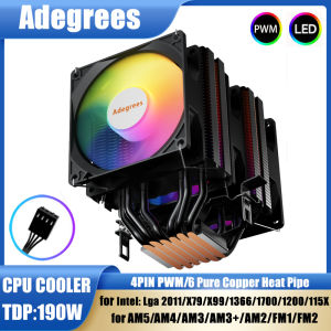 CPU Air Cooler 6 Heat Pipes 4Pin PC Procesor Tower AM4 CPU Fan for Intel LGA 1700 1200 1150 1151 1155 2011 X99 X79 1366 AM3 AM5