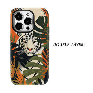 Potdemiel | Aurea Case Matte Bumper For Magsafe Case For iPhone 18 17 16 15 14 Plus 13 Pro Max Shockproof Hard PC Jungle White Tiger Cover