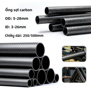 1 CHIẾC Ống Sợi Carbon 3K Twill Matte 250/500mm Độ Cứng Cao Độ Linh Hoạt Tốt Không Dễ Bị Ăn Mòn Cho Phụ Kiện Mô Hình Máy Bay Điều Khiển Từ Xa