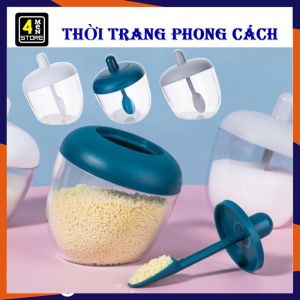 Hũ Đựng Gia Vị Thủy Tinh Kèm Nút Bấm Thông Minh 280MlL - Lọ Đựng Gia Vị - Lọ Rắc Gia Vị Có Nút Bấm Tiện Lợi