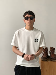 Xu Ta Lang Casual Embroidered Short Sleeve T-Shirt Loose Fit round Neck Cotton Fashion Streetwear for Couples Spring Summer