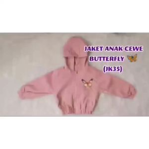 Jaket Anak Perempuan Motif Butterfly/ Jaket Anak Bahan Taslan Hoodie Anak Zipper JK35