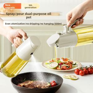 Two-In-One Glass Oil Bottle Spray Kitchen Storage Container Leak-Proof Modern Simple Style for Home Cooking Accessories