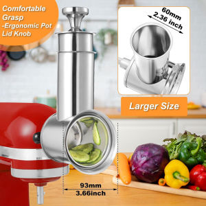 KA304 Large Stainless Steel Slicer Shredder Attachment for KitchenAid MixersDishwasher Safe Vegetable Cheese Grater Accessories