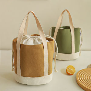 KEMENGYANG | Thermal Insulated Lunch Bag Thick Canvas Drawstring