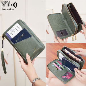 MORNA Fashionable RFID passport clip front pocket multifunctional PU leather passport cover holder passport wallet travel accessories