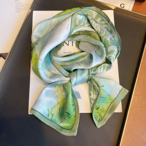 CHAOLIUTIJIE | Green 100% Silk Small Long Silk Scarf