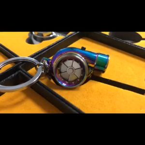 Dazzling Cool Turbo Keychain Keyring Rainbow LED Light BOV Sound Turbocharger Car Drift Keychain pendant