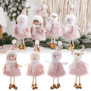 YESPERY 2024 New Pink Plush Christmas Doll Xmas Tree Decoration Childrens Gift Christmas Angel Pendant Home Decoration