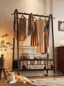 Meisda Floor Mounted Clothes Rack Bedroom Home Use Evening Clothes Hanger Space Saving Living Room Coat Hook Iron Material
