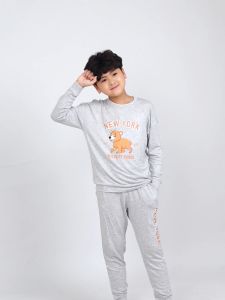 Bộ nỉ dài tay bé trai Bigfox Miss Meow mùa thu đông phong cách Hàn Quốc size đại trẻ em 35911 tuổi 39kg