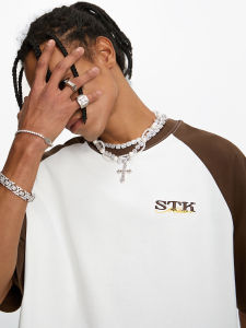 STK SmallTownKid American Retro round Neck Short Sleeve T-Shirt Casual Loose Fit Youth Trend Summer Fashion Streetwear