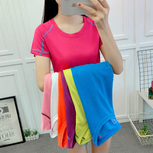 2023 Summer Womens Outdoor Short Sleeve Quick Drying Clothes Quick-Drying Mesh Breathable Half Sleeve round Neck T-shirt Running Exercise T-shirt