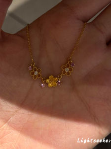 S925 Pure Silver Gold Plated Floral Necklace Womens Elegant New Chinese Style Flashing Zircon Tassel Clavicle Chain High End Feeling