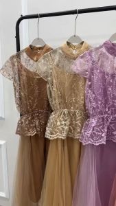 SV 6291 - Shaverina Set Dress | Silvervogue | Gaun Set Inner dan Outer Silk + Tile Pakaian Wanita