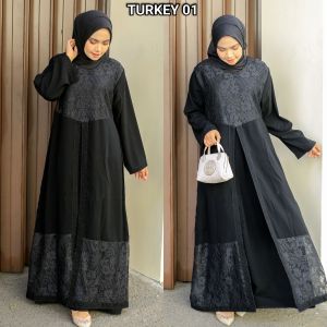 [ turkey 01] abaya gamis hitam turkey jetblack muslim outfit umroh haji turki saudi arab black murah