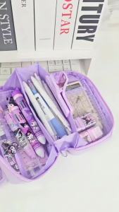 10-Layer Sanrio Themed Pencil Case - Kuromi Cinnamoroll My Melody Capybara Panda - Sturdy Stain-Resistant Flip Cover - Multiple Colors - Perfect for Back to School Season