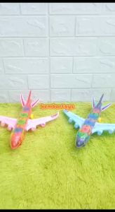 N-810086 [ADA SUARA DAN LAMPU!] Mainan Pesawat Terbang Gear Plane Transparan Elektrik Disko