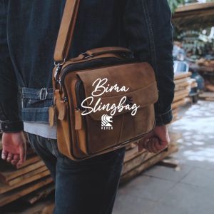 Tas Gadget Tablet 10\" 11\" Selempang Pria Kulit Sapi Keren Multi Kompartemen Slot Kartu ATM Pulpen