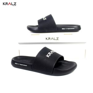 KRALZ - Improvement Black Sandals Slipper Sandal Slide Pria Wanita Selop Black