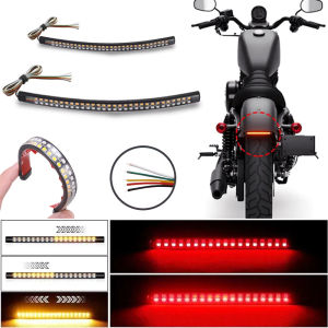 Motorcycle LED Tail Light Strip 12V Yellow Flowing Turn Single Indicator Lights Red Strobe Lamp Brake Lights Decor Light Band