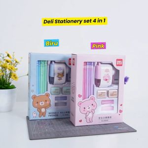 Stationery set 4 in 1 Deli rautan pensil 12pcs pensil 2 penghapus dan 2 penutup pena - Perlengkapan Sekolah ATK 68896
