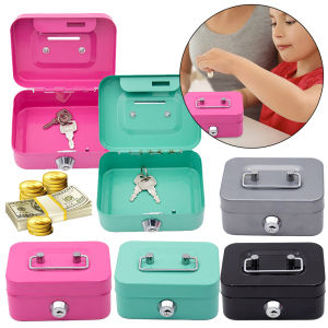 Metal Piggy Bank with Key Lock Money Box 4.53x3.78x2.28inch Money Saving Box Small Storage Box for Adults and Kids Birthday Gift