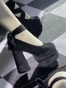 Màu Xanh Lá 12cm Lolita lolita Giày Mary Mẫu Mới Hot Của Pháp Giày Cao Gót Nhỏ Đế Dày