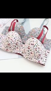 CS บราญี่ปุ่นและเกาหลี ทรงหนาและบาง ไม่มีห่วงเหล็ก ปรับสายได้ บราลายดอกไม้แบบชิ้นเดียว TH20009 เสื้อผ้าผู้หญิง