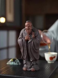 Ceramic Confucius Statue Chinese Ancient Philosopher Figurine Zen Oriental Sage Sculpture for Study Room Office Desk Gift