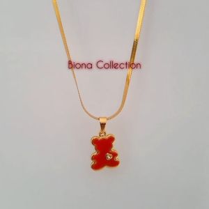 Best Seller!! Kalung Anak Karakter Titanium Gepeng Gold dan Silver Anti Karat Tidak Luntur Model Sepanjang Masa dan Terlaris Kalung Titanium Anak Terbaru Liontin Miki Tedi