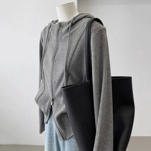 Fishbone Splicing Zipper Hoodie Jacket Womens Spring Autumn New Style Casual Sports Brand Discount Outerwear Versatile Top