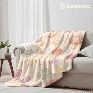 Beast Kingdom | Cute Pastel Seashell Star Soft Warm Flannel Blanket Lightweight Cozy Christmas Halloween Home Decor Room